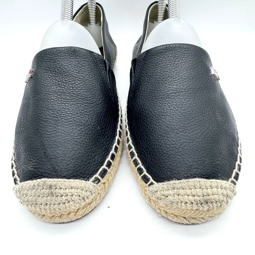 MICHAEL Michael Kors Kendrick Pebbled Leather Espadrille Slip On Black Size 5.5